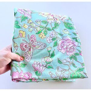 Vintage 1970s sheet, fitted/bottom bedsheet, roses, peonies, pastel, twin size